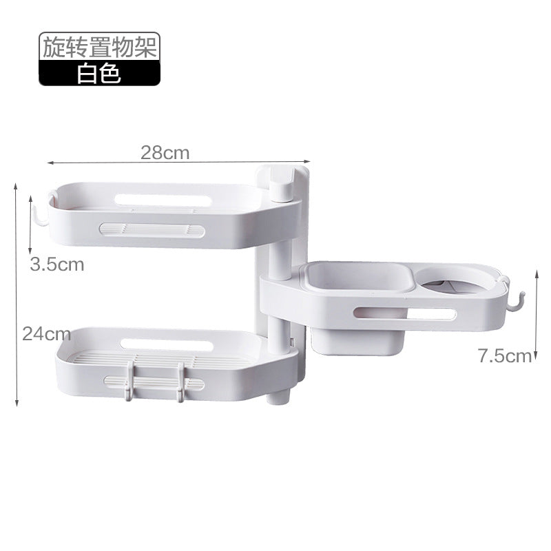 Rotating No-Drill Storage Rack for Bathroom & Kitchen
