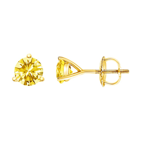 14K Gold Yellow Lab-Grown Diamond Stud Earrings