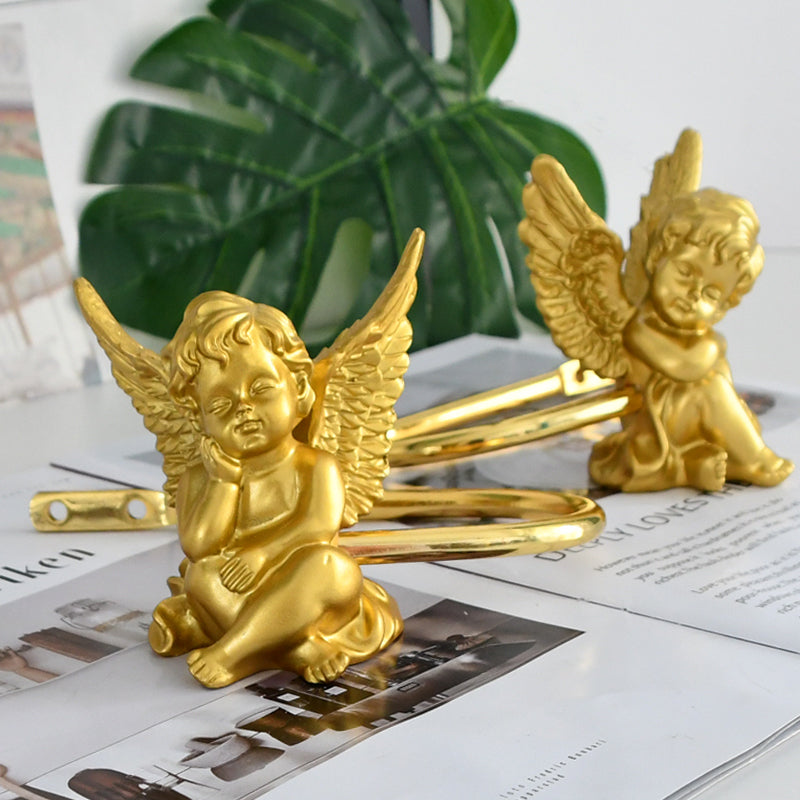 Set of 2 Cute French Angel Curtain Hooks in Gold