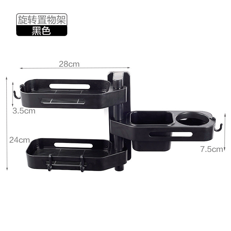 Rotating No-Drill Storage Rack for Bathroom & Kitchen