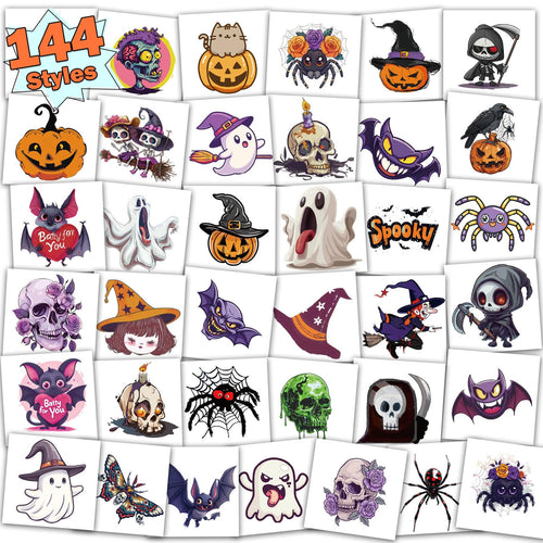 144-Style Halloween Temporary Tattoos