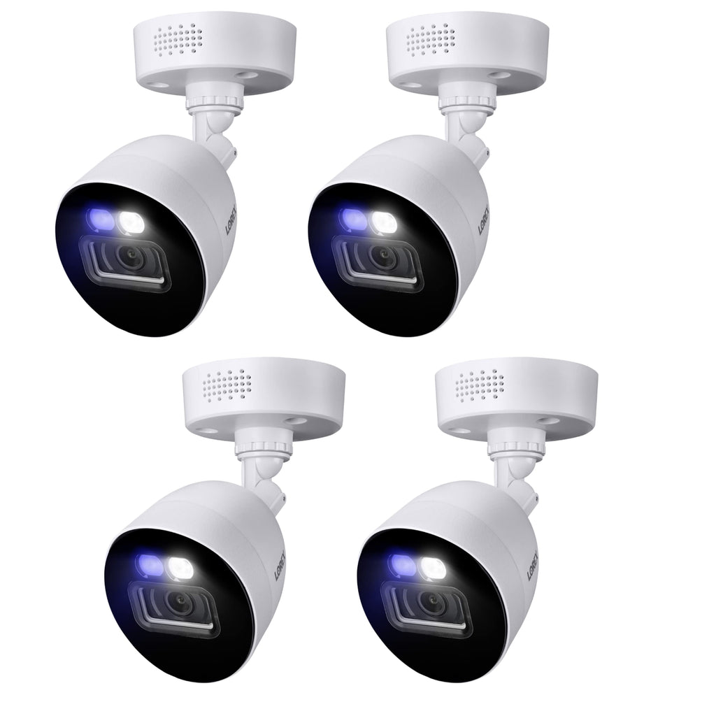 Lorex C884DA Indoor/Outdoor 4K Ultra HD Smart Deterrence CVI Wired Bullet Security Camera Color Night Vision Dual Warning LED Lights Siren 4PK Camera Only (M. ) (Renewed)